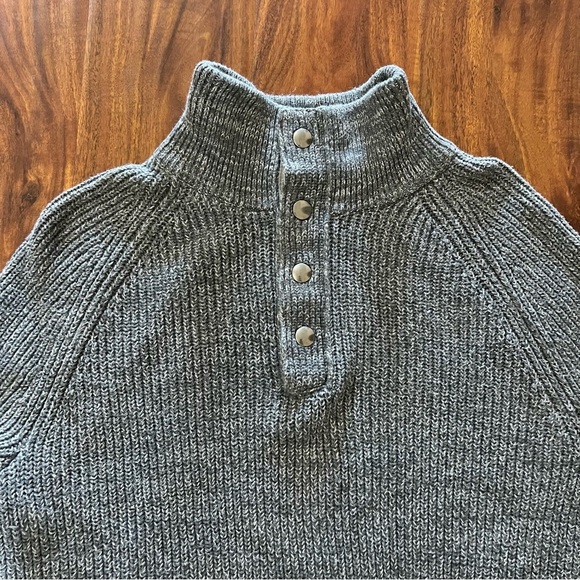 Banana Republic Men's Gray Ribbed Knit Mock Neck Long Sleeve Sweater size medium - Picture 4 of 11